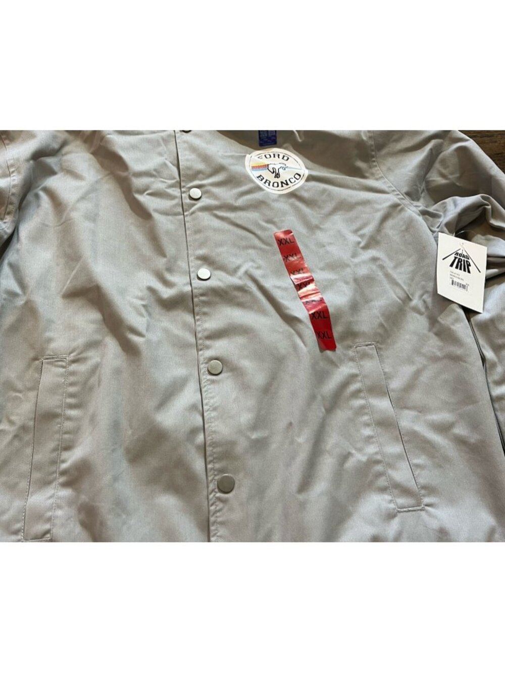 Ford Bronco Snap Button Bomber Jacket Men’s XXL - Light Gray/Black Trim - NWT - Picture 7 of 14